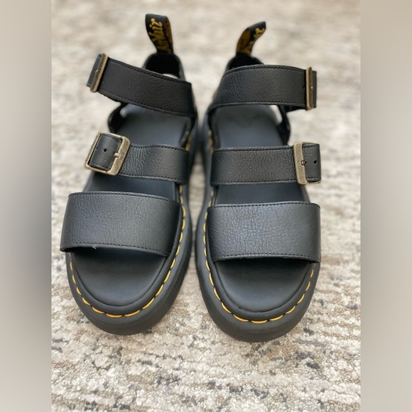 Doc Dr. Martens GRYPHON QUAD Chunky Leather Platform Gladiator Sandals Black - Picture 3 of 9